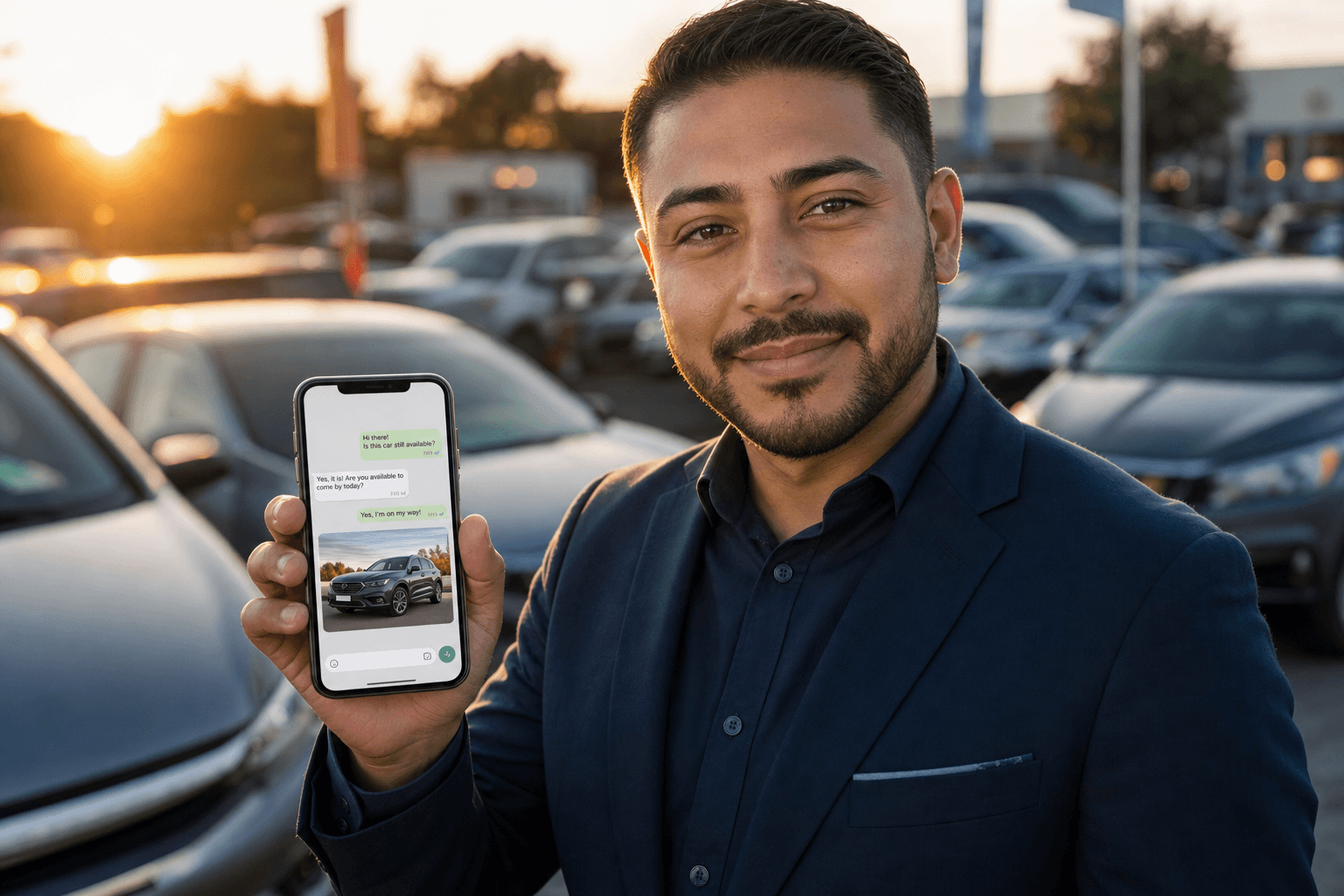 Sales professional staying close to buyers on mobile messaging